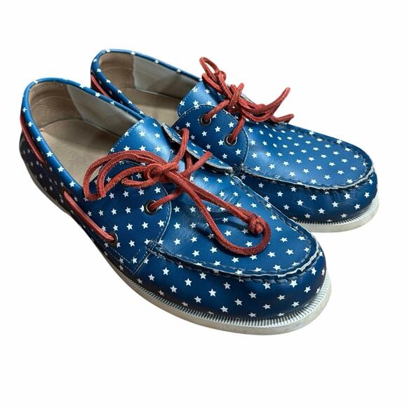 Froats Star Spangleds Boat Shoes 10.5 Americana Preppy - Picture 2 of 7